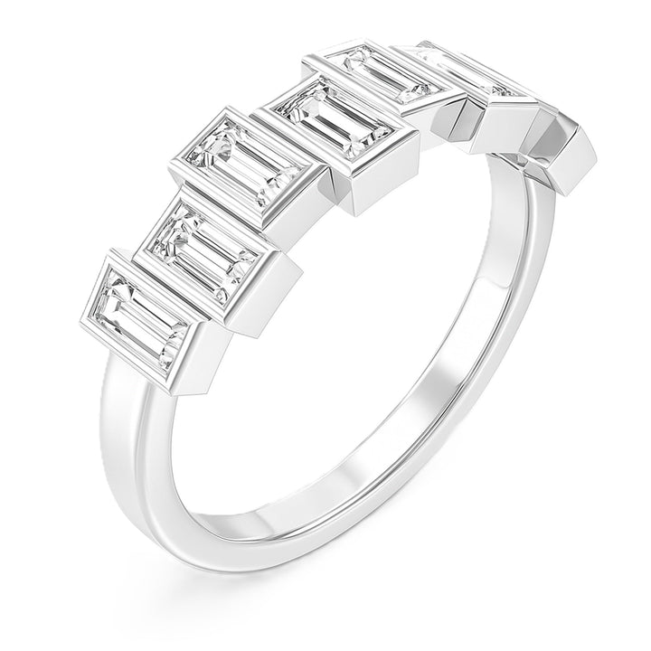 Round Baguette Stack Half Band - Stackable Ring - Design Jewellers Edmonton
