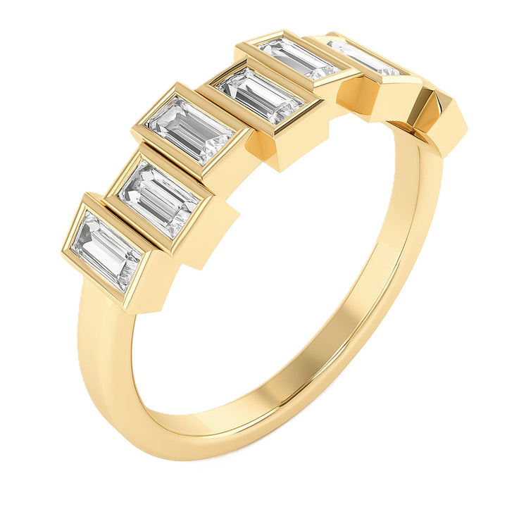 Round Baguette Stack Half Band - Stackable Ring - Design Jewellers Edmonton