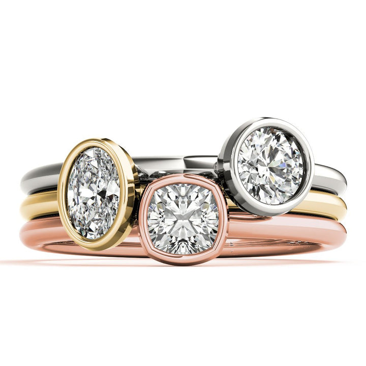 Round Bezel Set Solitaire Stackable Ring - Stackable Ring - Design Jewellers Edmonton