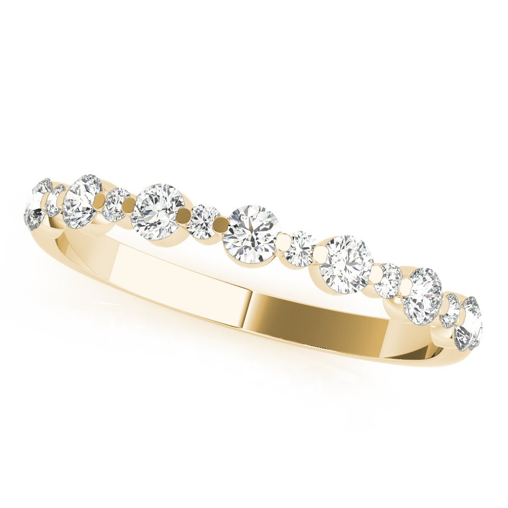Single Shared Prong Wedding Band, Alternating Size - Wedding Band - Design Jewellers Edmonton