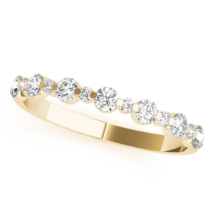 Single Shared Prong Wedding Band, Alternating Size - Wedding Band - Design Jewellers Edmonton
