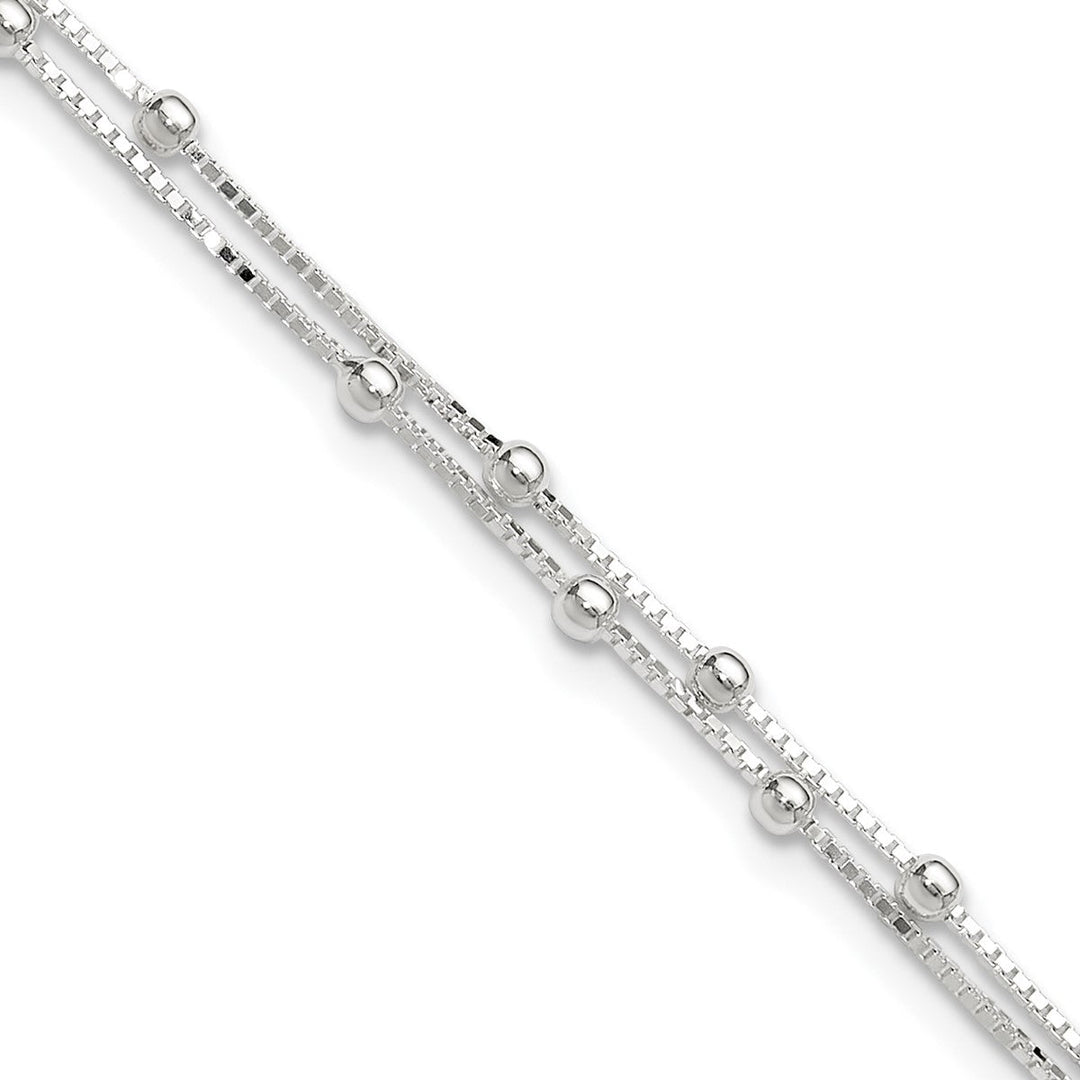 Sterling Silver 0.8mm Ball (Beaded) Anklet, 9"