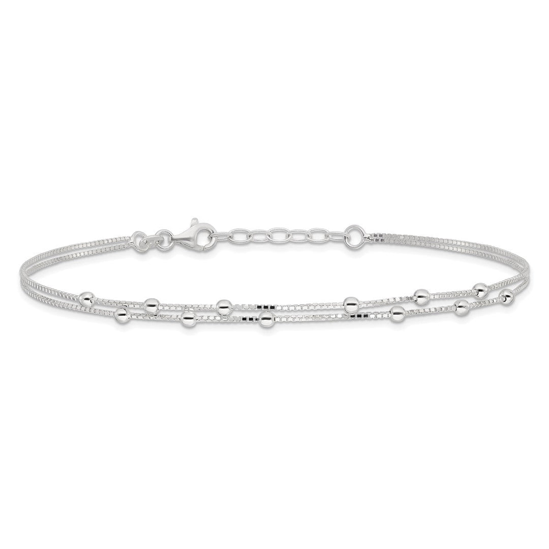 Sterling Silver 0.8mm Ball (Beaded) Anklet, 9