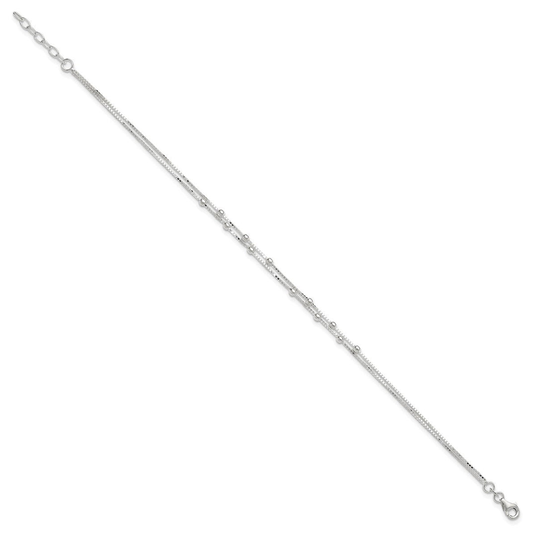 Sterling Silver 0.8mm Ball (Beaded) Anklet, 9