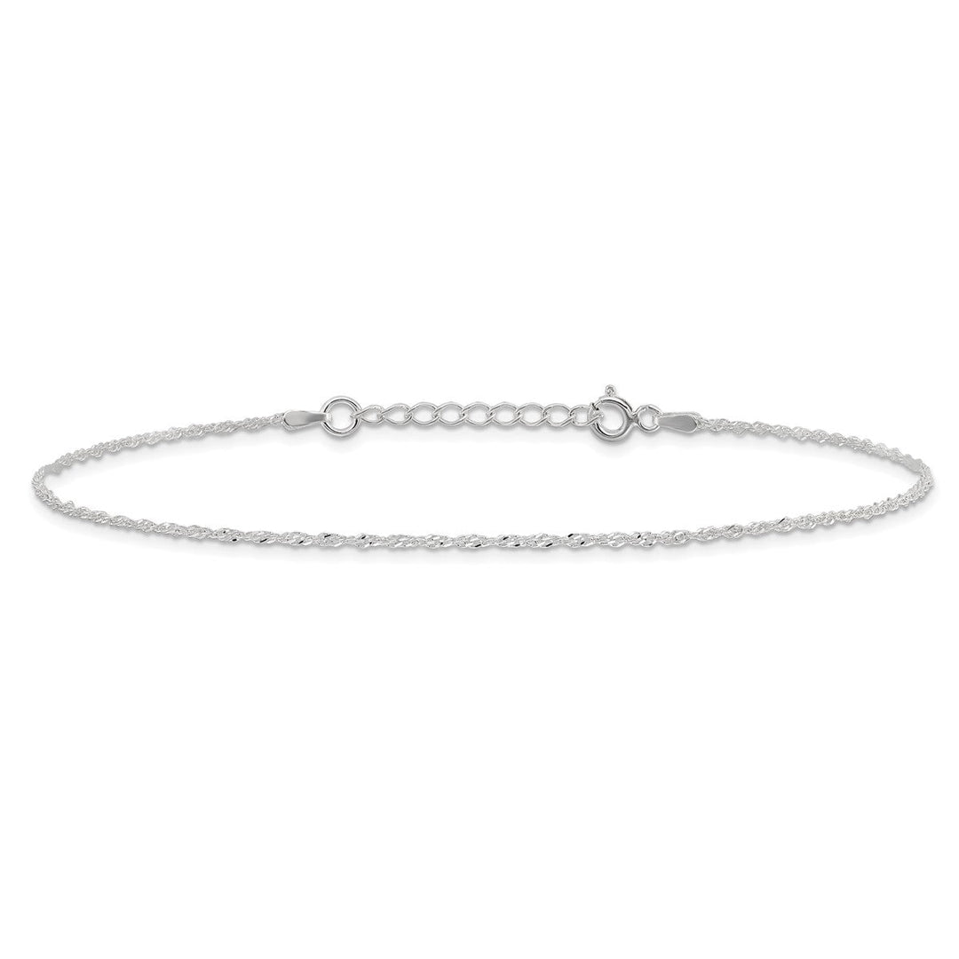 Sterling Silver 1.3mm Singapore Anklet, 9