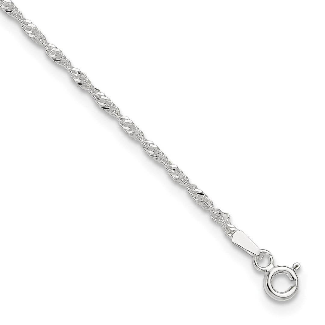Sterling Silver 1.5mm Singapore Anklet, 9"