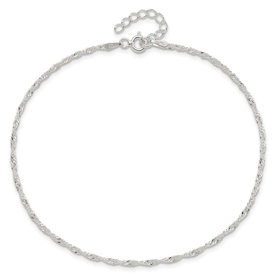Sterling Silver 1.5mm Singapore Anklet, 9