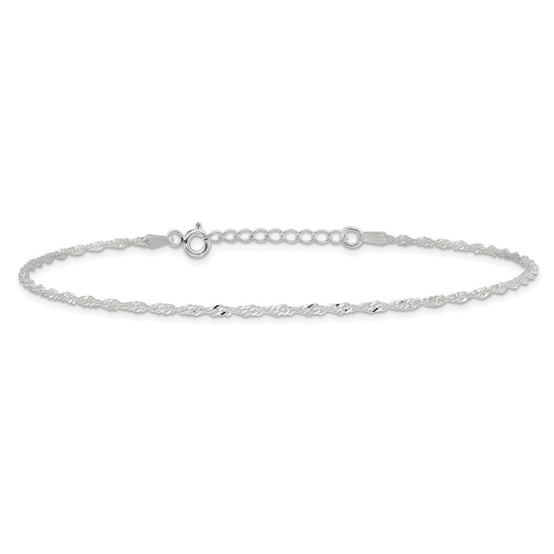 Sterling Silver 1.5mm Singapore Anklet, 9