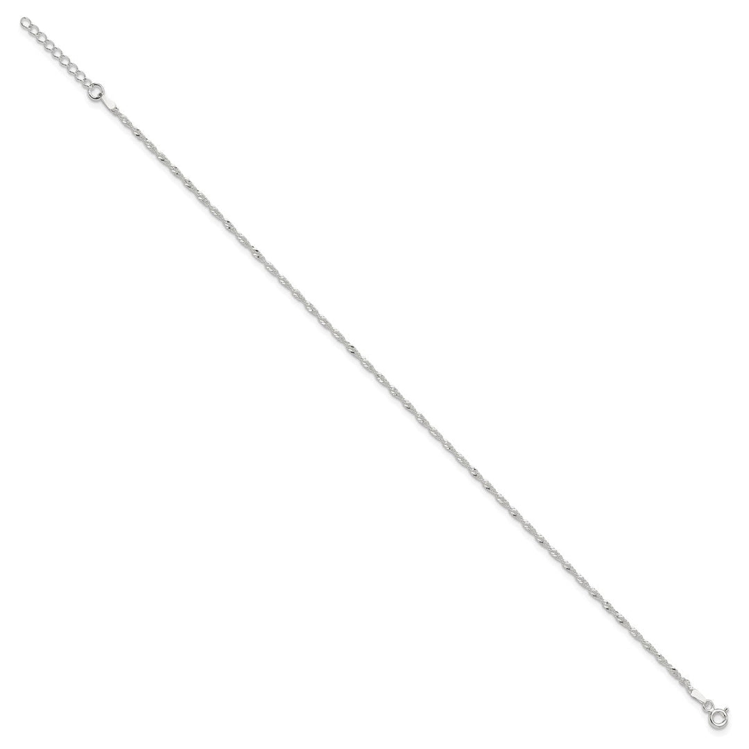 Sterling Silver 1.5mm Singapore Anklet, 9