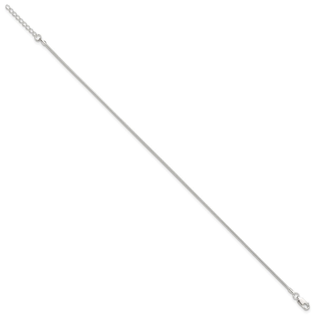 Sterling Silver 1.5mm Snake Anklet, 9