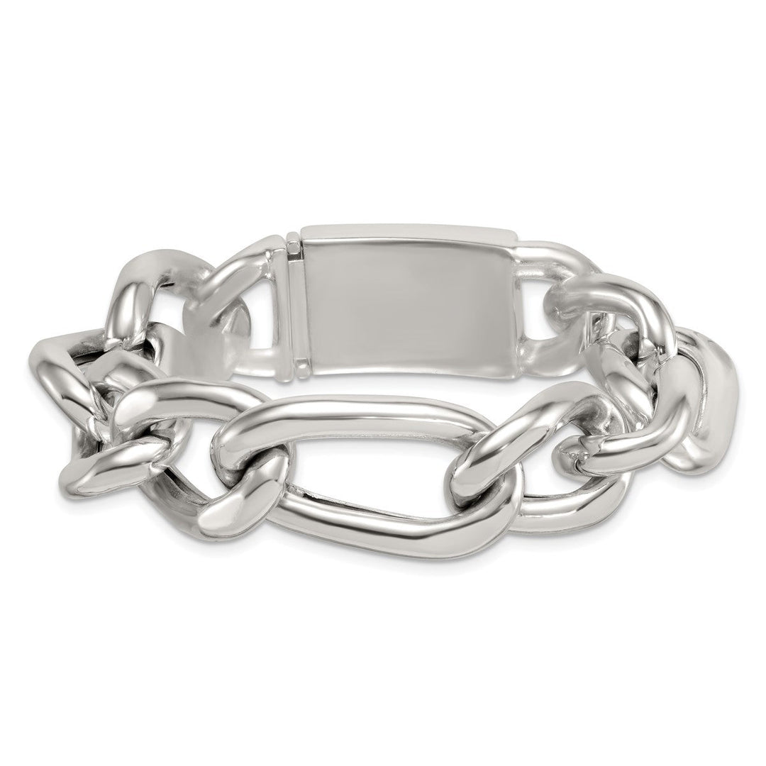 Sterling Silver 17mm Figaro Bracelet, 8