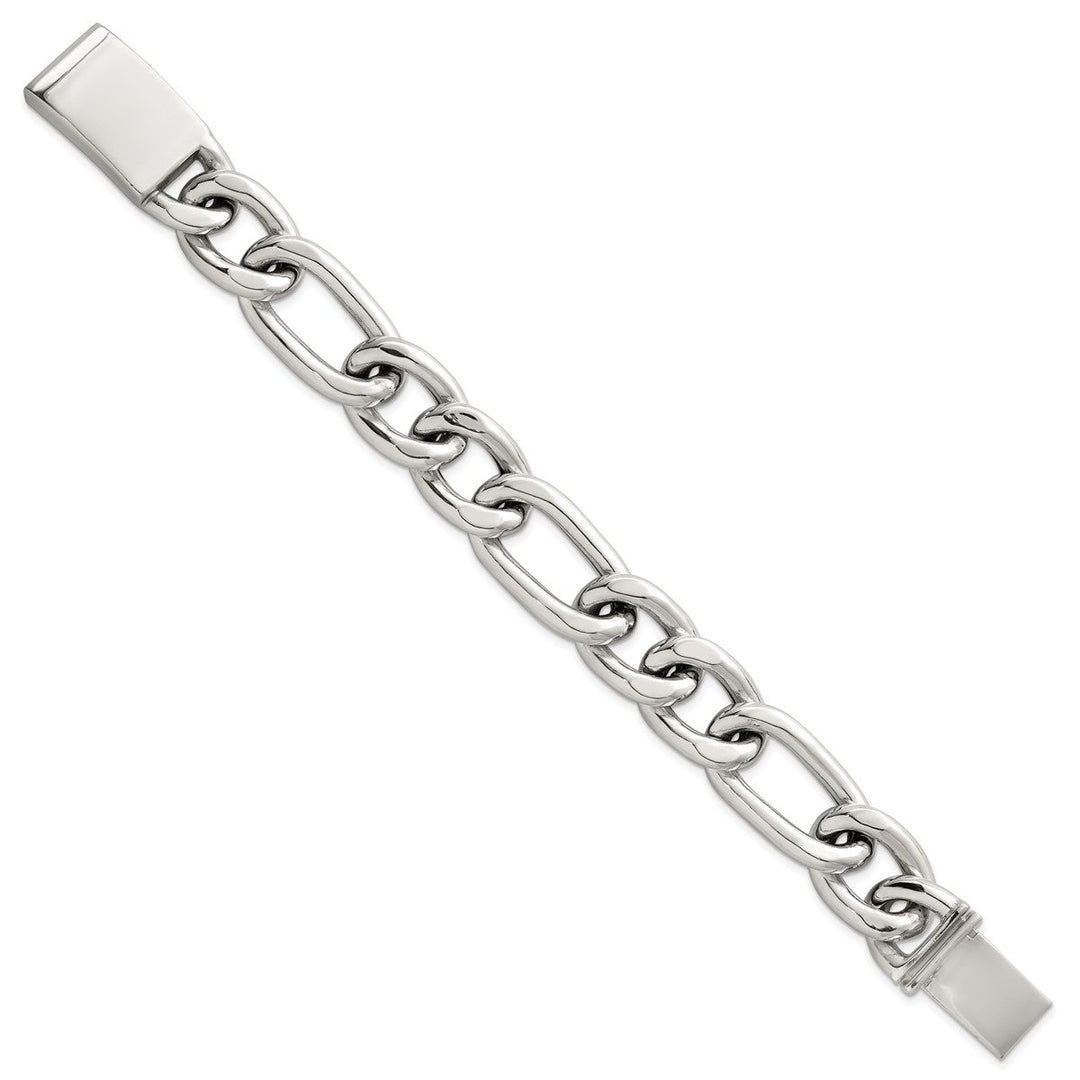 Sterling Silver 17mm Figaro Bracelet, 8