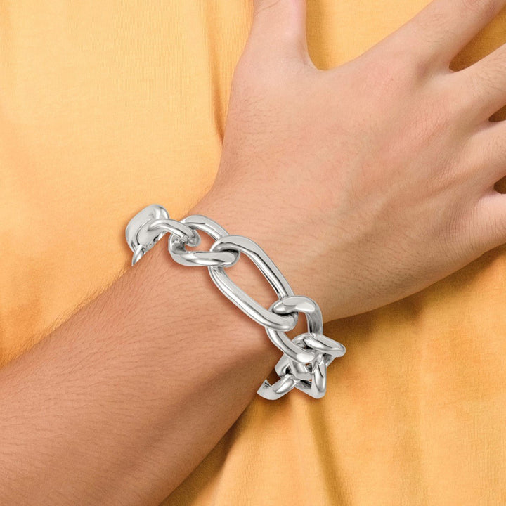 Sterling Silver 17mm Figaro Bracelet, 8" - Bracelet - Design Jewellers Edmonton
