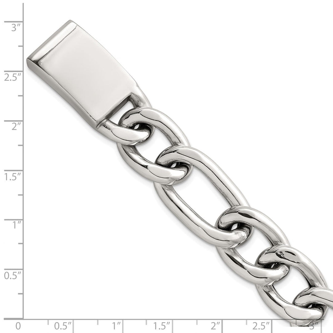 Sterling Silver 17mm Figaro Bracelet, 8