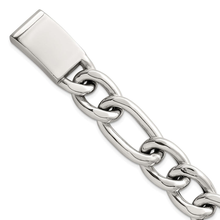 Sterling Silver 17mm Figaro Bracelet, 8" - Bracelet - Design Jewellers Edmonton