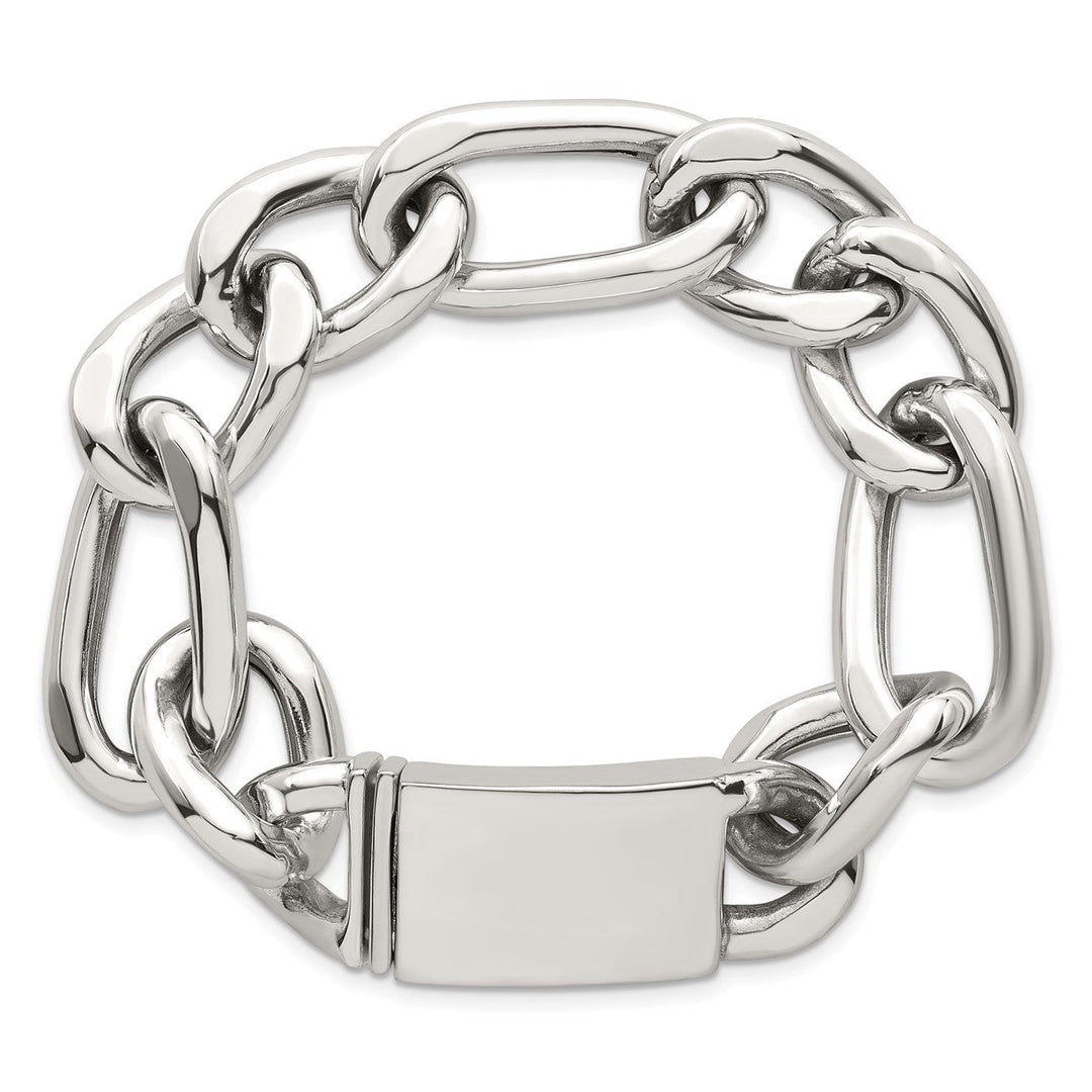 Sterling Silver 17mm Figaro Bracelet, 8