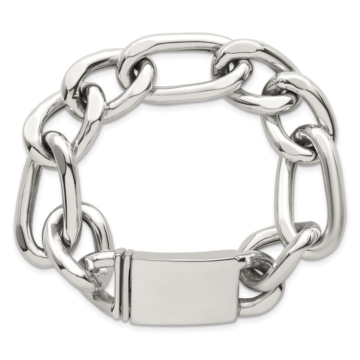 Sterling Silver 17mm Figaro Bracelet, 8" - Bracelet - Design Jewellers Edmonton