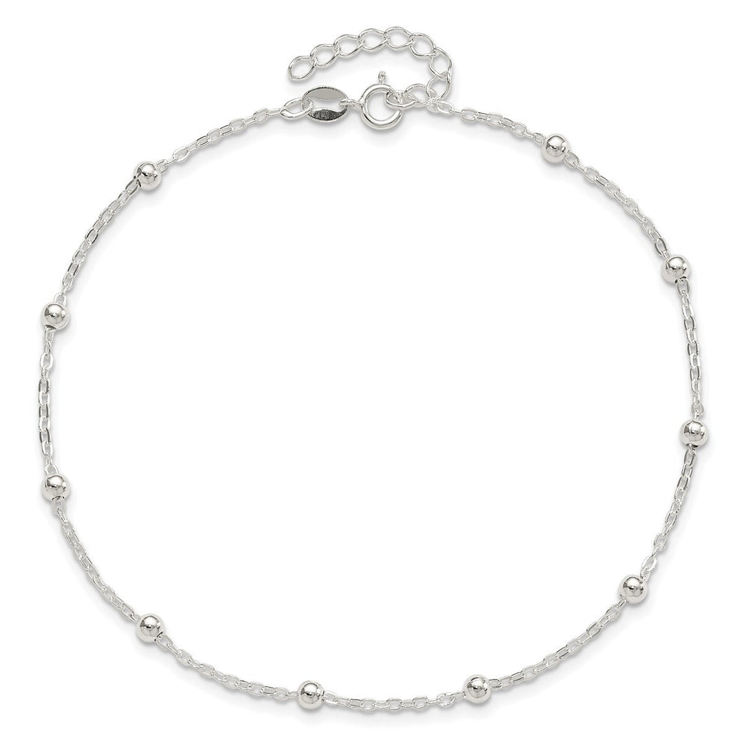 Sterling Silver 1mm Ball (Beaded) Anklet, 9