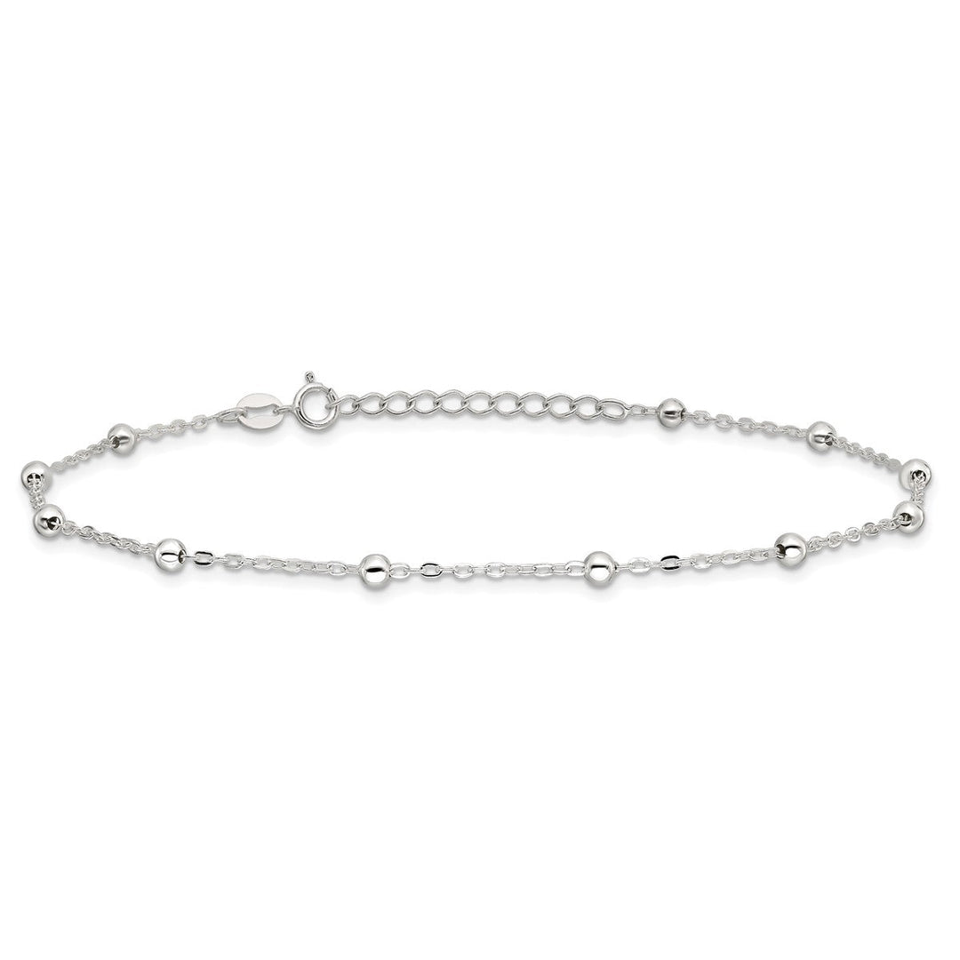 Sterling Silver 1mm Ball (Beaded) Anklet, 9