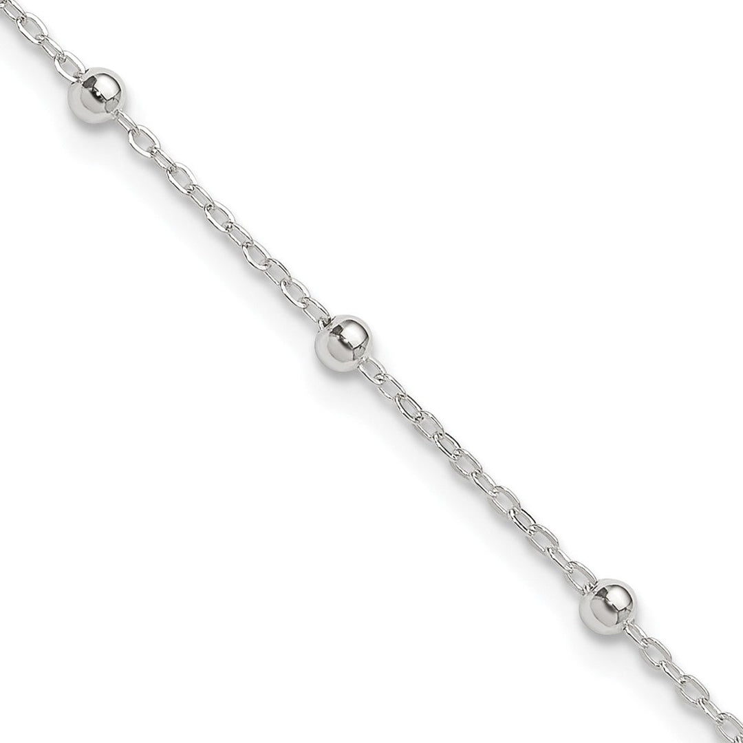 Sterling Silver 1mm Ball (Beaded) Anklet, 9"