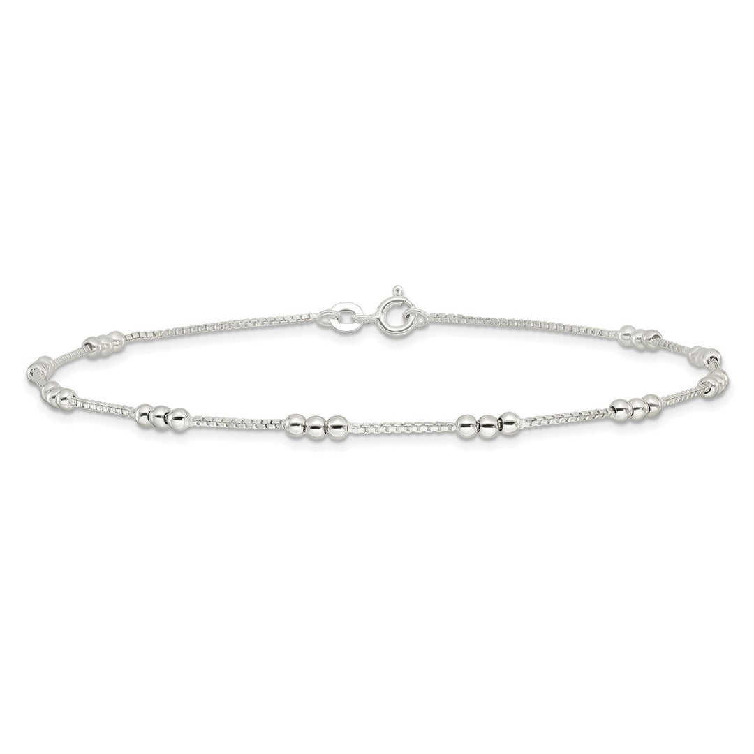 Sterling Silver 1mm Box Anklet, 10