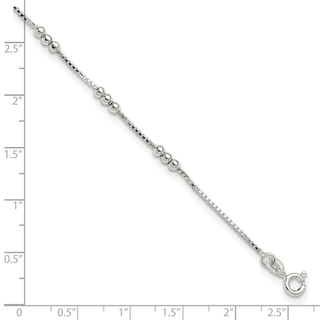 Sterling Silver 1mm Box Anklet, 10