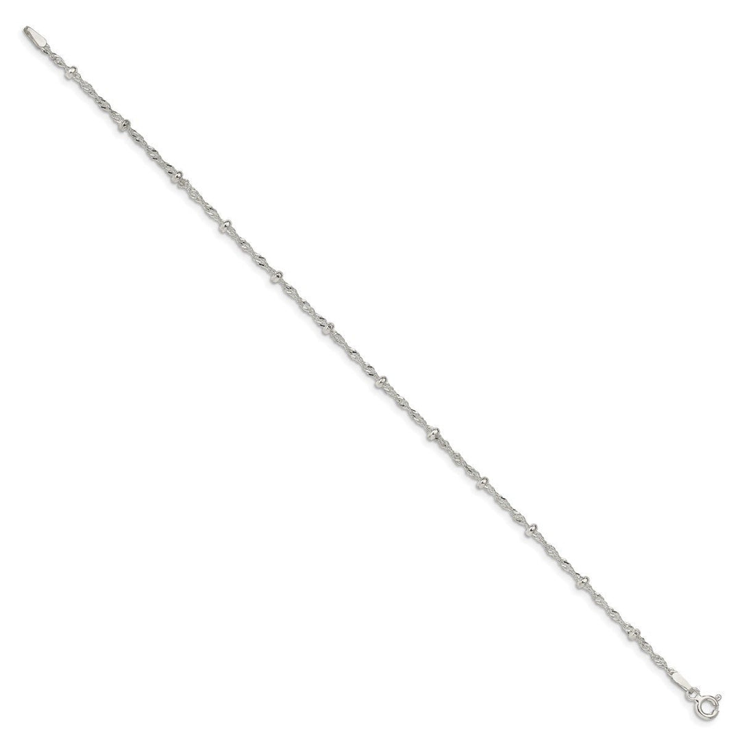 Sterling Silver 2.5mm Singapore Anklets, 10
