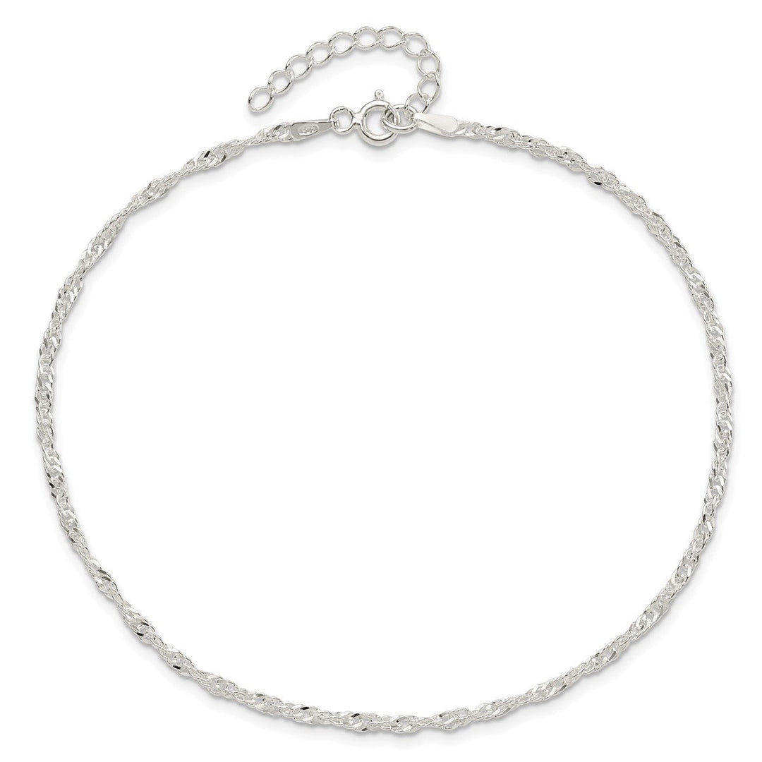 Sterling Silver 2mm Singapore Anklet, 9