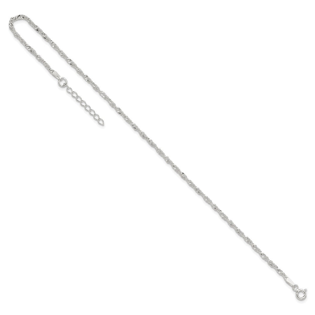 Sterling Silver 2mm Singapore Anklet, 9