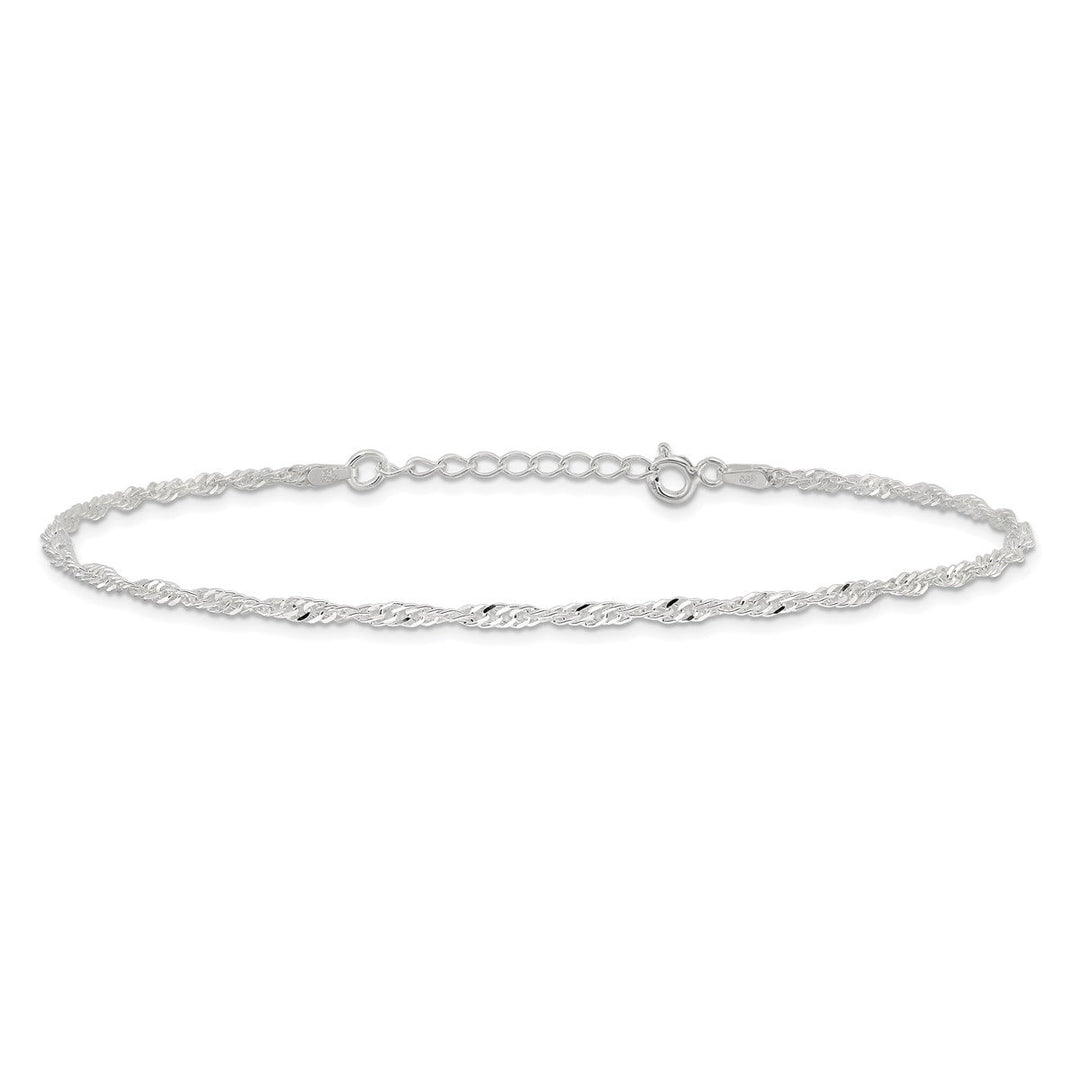 Sterling Silver 2mm Singapore Anklet, 9