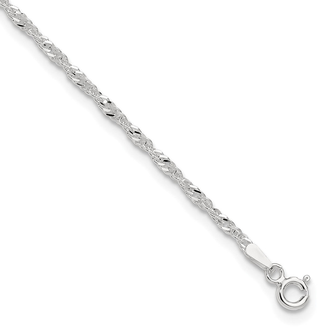 Sterling Silver 2mm Singapore Anklet, 9"
