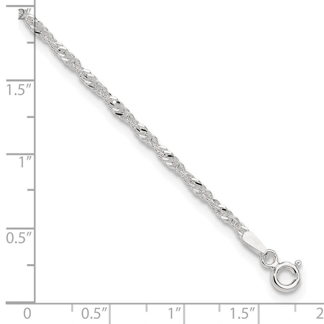 Sterling Silver 2mm Singapore Anklet, 9