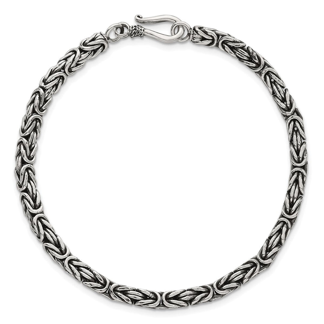 Sterling Silver 3.8mm Byzantine Bracelet, 8