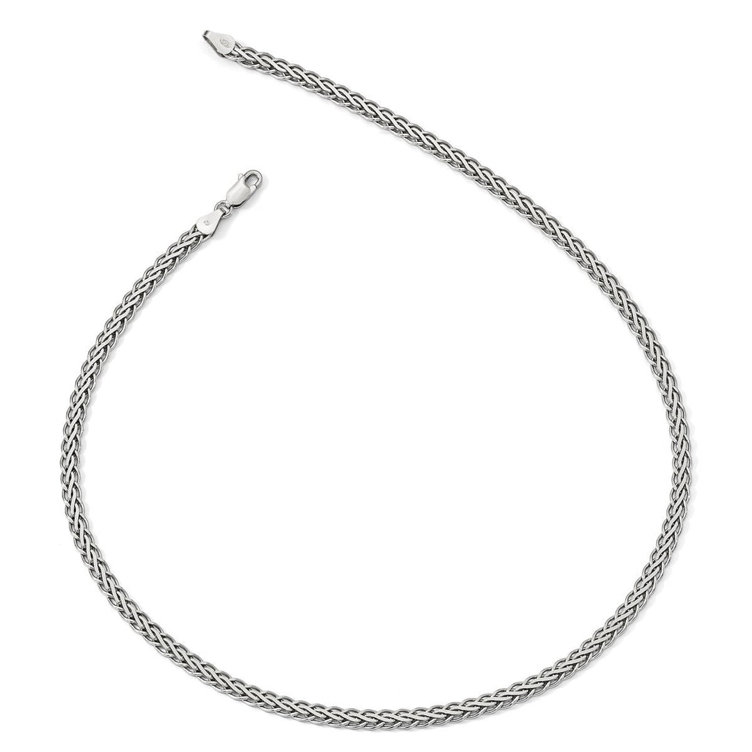 Sterling Silver 4.8mm Spiga (Wheat) Necklace, 18
