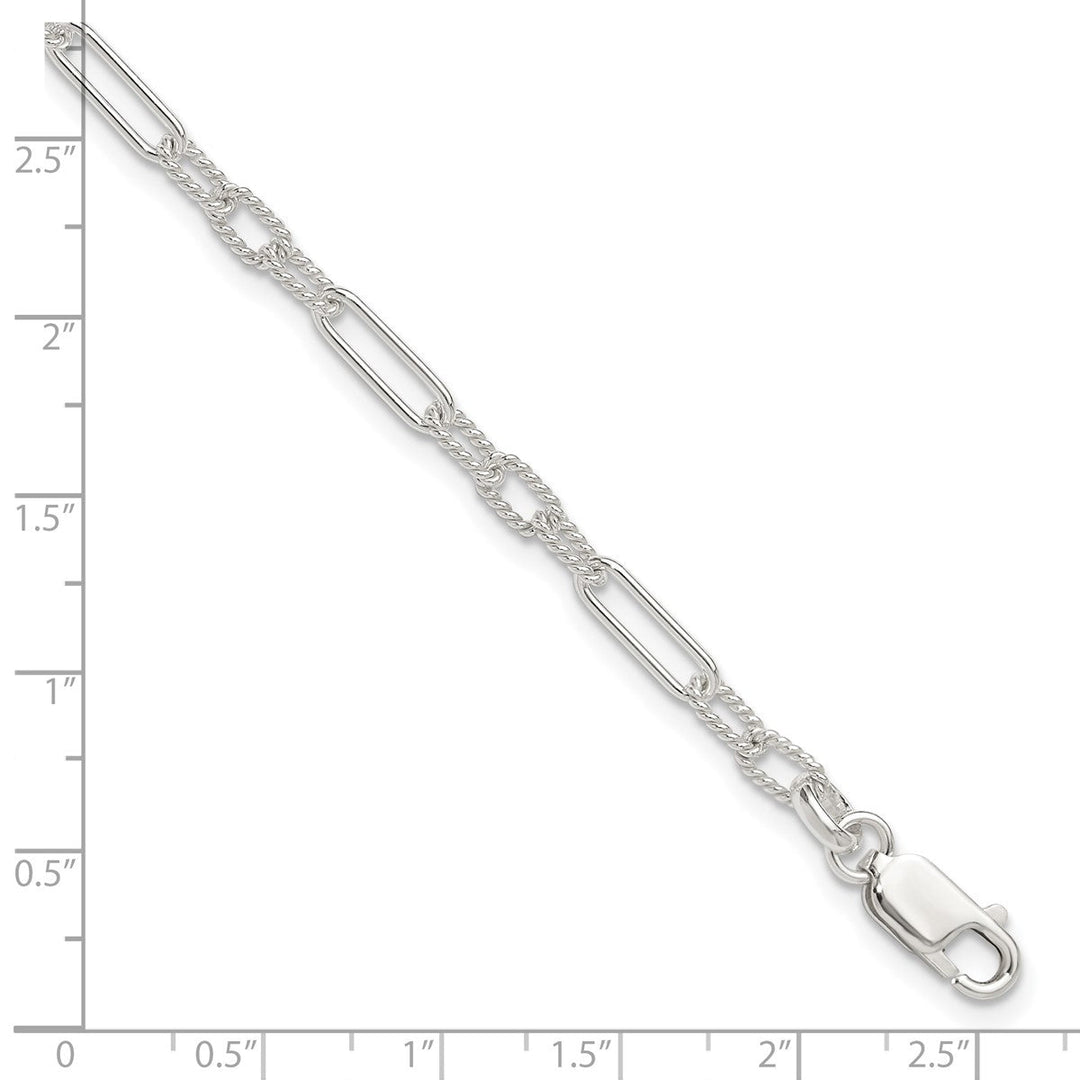 Sterling Silver 4mm Cable Anklet, 10
