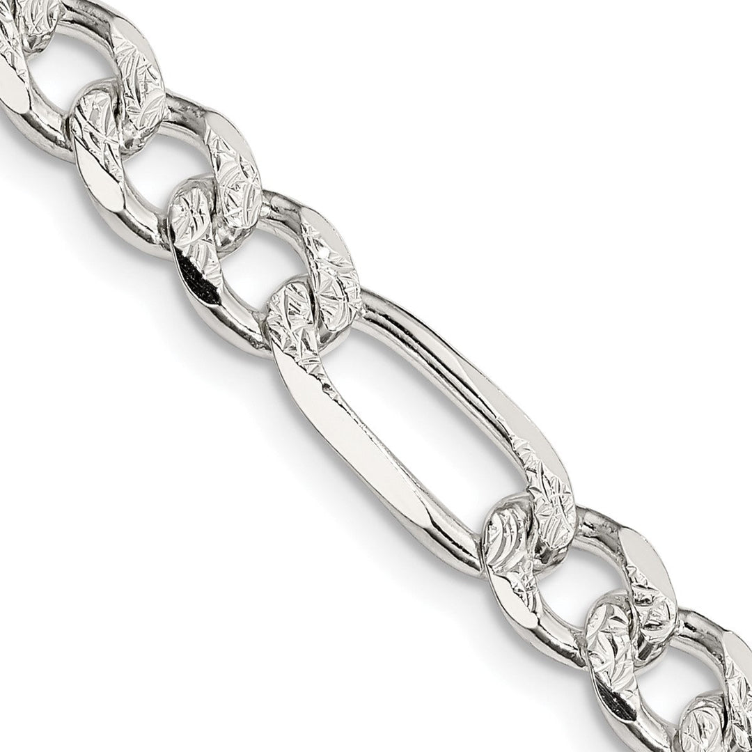 Sterling Silver 7.25mm Figaro Chain, 28"