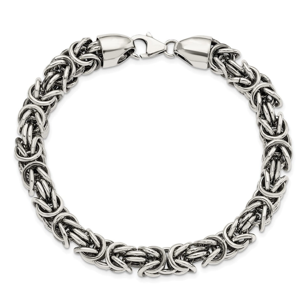 Sterling Silver 8.4mm Byzantine Bracelet, 8.5