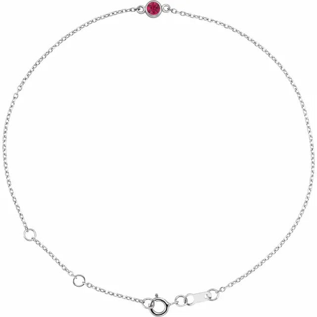 Sterling Silver Adjustable Bezel-Set Gemstone Bracelet