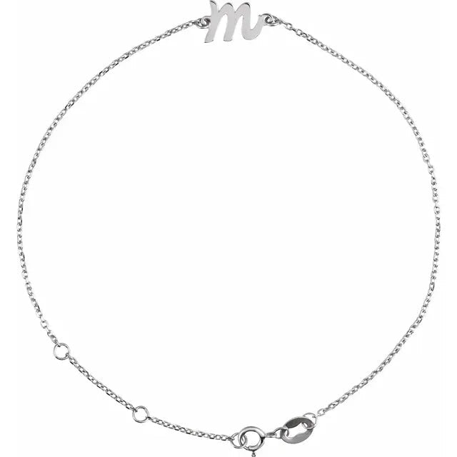 Sterling Silver Adjustable Initial Bracelet