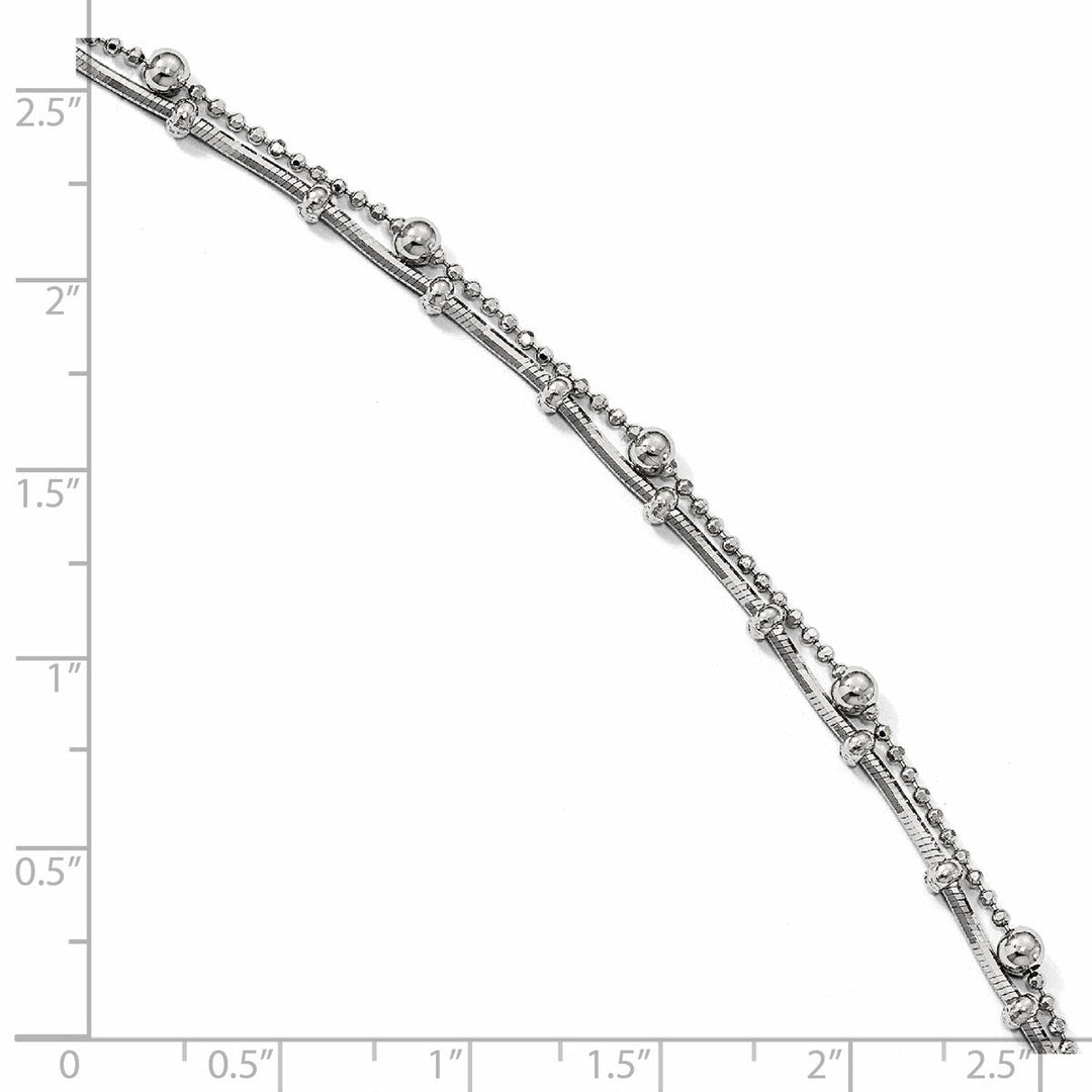 Sterling Silver Ball (Beaded) Anklet, 9