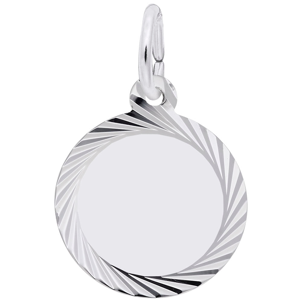 Sterling Silver Diamond-Cut Scroll Edge Round Disc