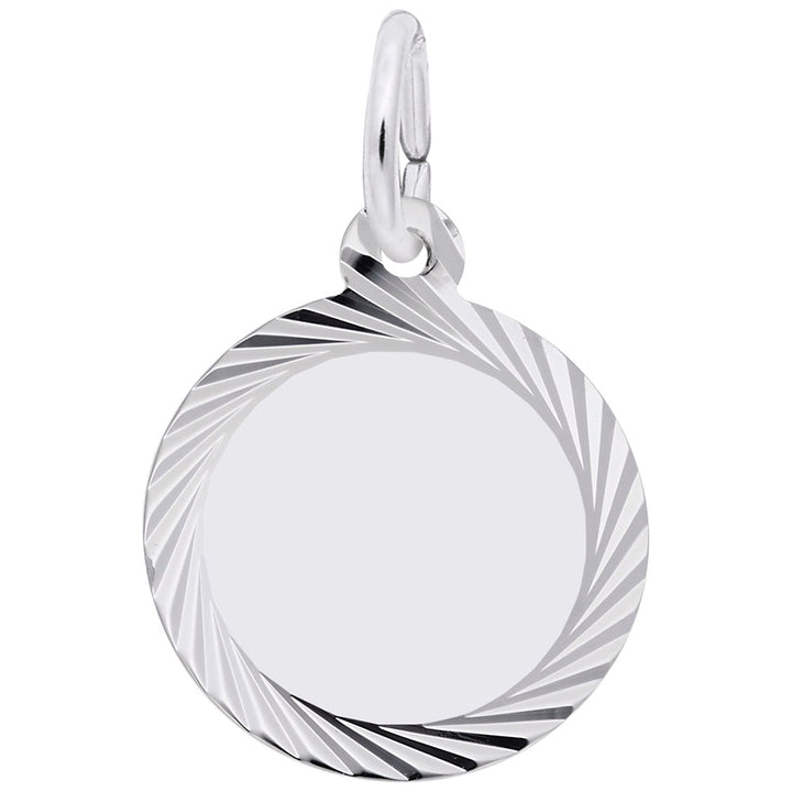 Sterling Silver Diamond - Cut Scroll Edge Round Disc - Initial Necklace or Pendant - Design Jewellers Edmonton