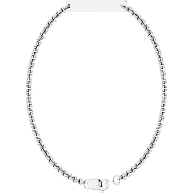 Sterling Silver Engravable Bar Link Bracelet 7 Inch - Silver Bracelet - Design Jewellers Edmonton