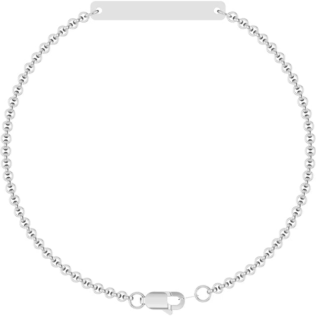 Sterling Silver Engravable Bar Link Bracelet 7 Inch - Silver Bracelet - Design Jewellers Edmonton