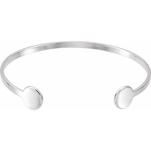 Sterling Silver Engravable Disc Cuff Bracelet - Silver Bracelet - Design Jewellers Edmonton