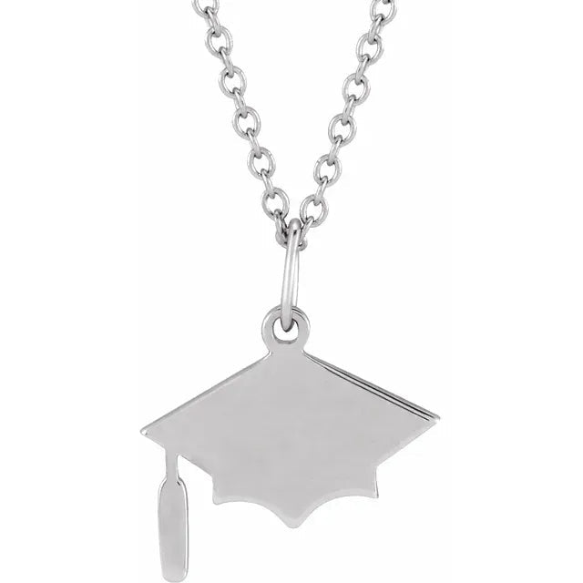 Sterling Silver Engravable Graduation Cap Necklace