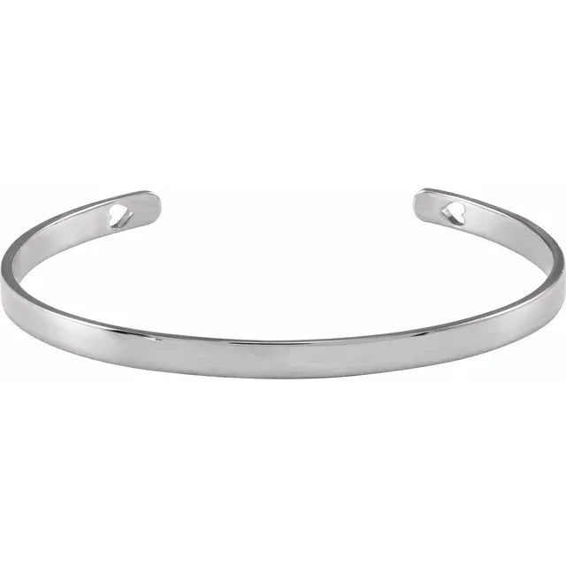 Sterling Silver Engravable Heart Accent Cuff