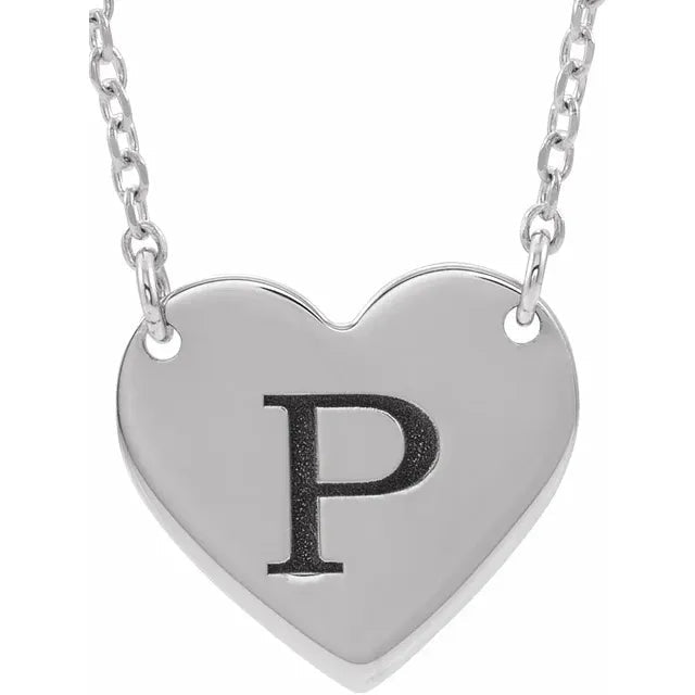Sterling Silver Engravable Heart Necklace