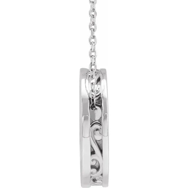 Sterling Silver Engravable Scroll Edge Disc Necklace - Silver Bracelet - Design Jewellers Edmonton