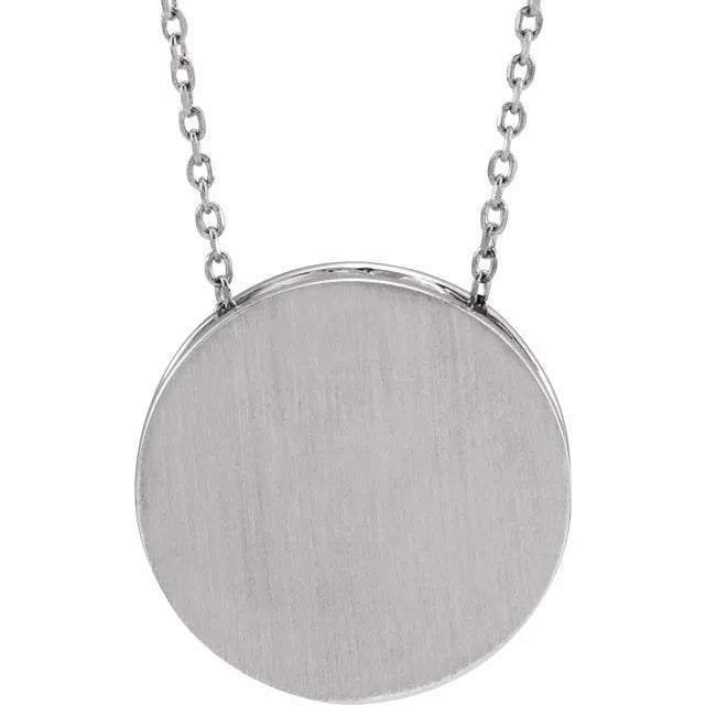 Sterling Silver Engravable Scroll Edge Disc Necklace - Silver Bracelet - Design Jewellers Edmonton